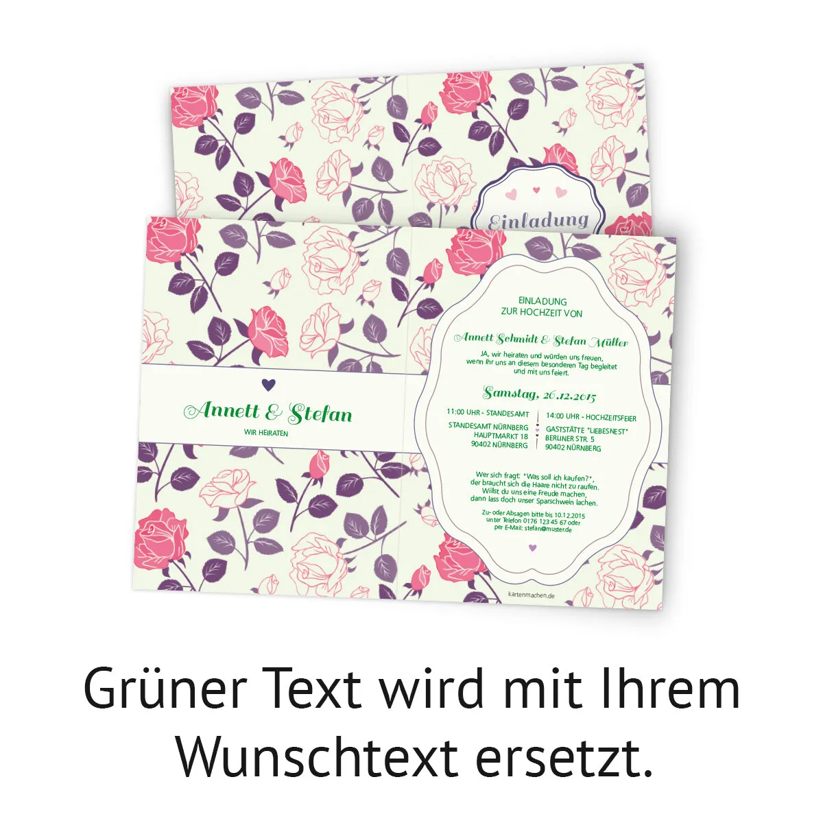 Hochzeitseinladungen - Rosen