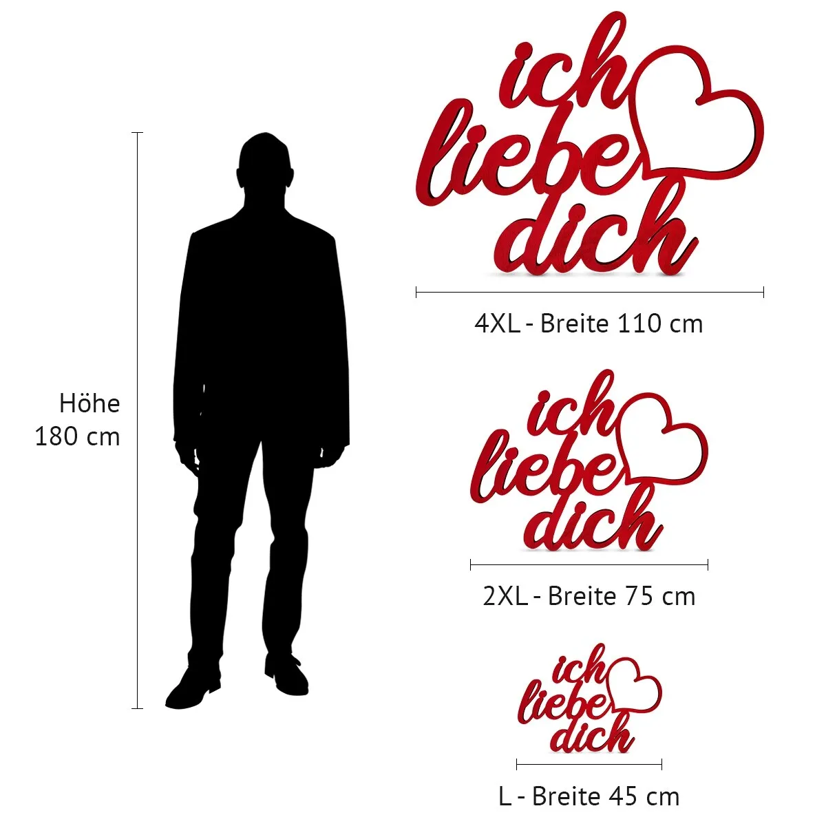 Holz Schriftzug Deko - Ich liebe Dich