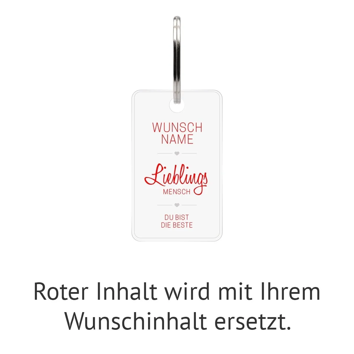 Personalisierter Acrylglas Schlüsselanhänger als Rechteck - Lieblingsmensch