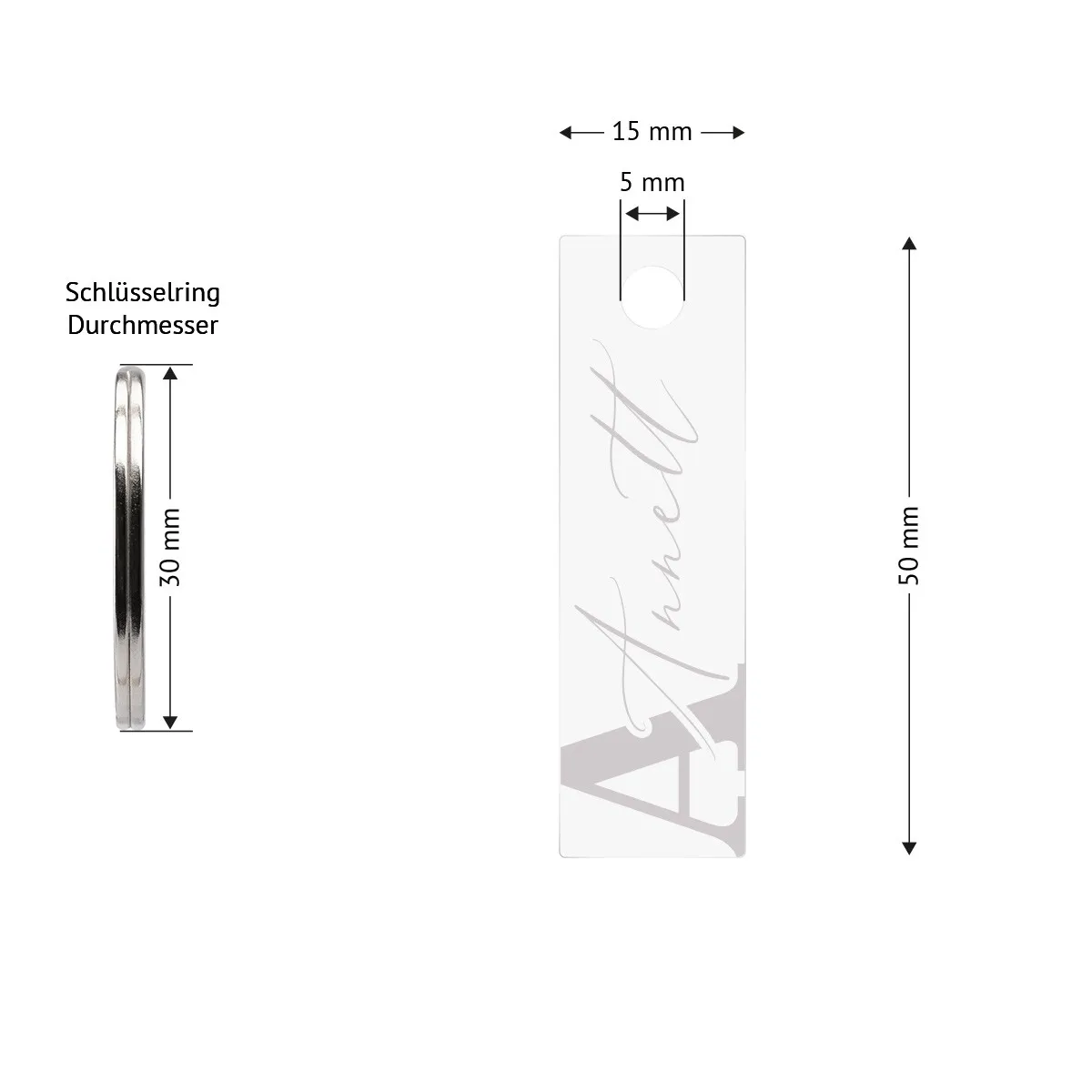 Personalisierter Acrylglas Rechteck Schlüsselanhänger - Elegante Initialen