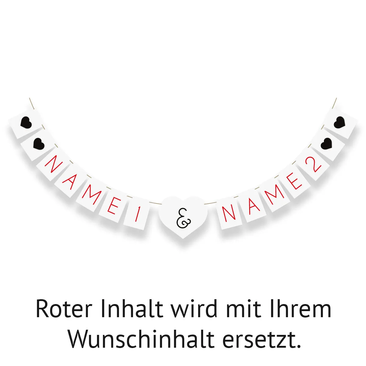 Hochzeit Wimpelkette - Black and White