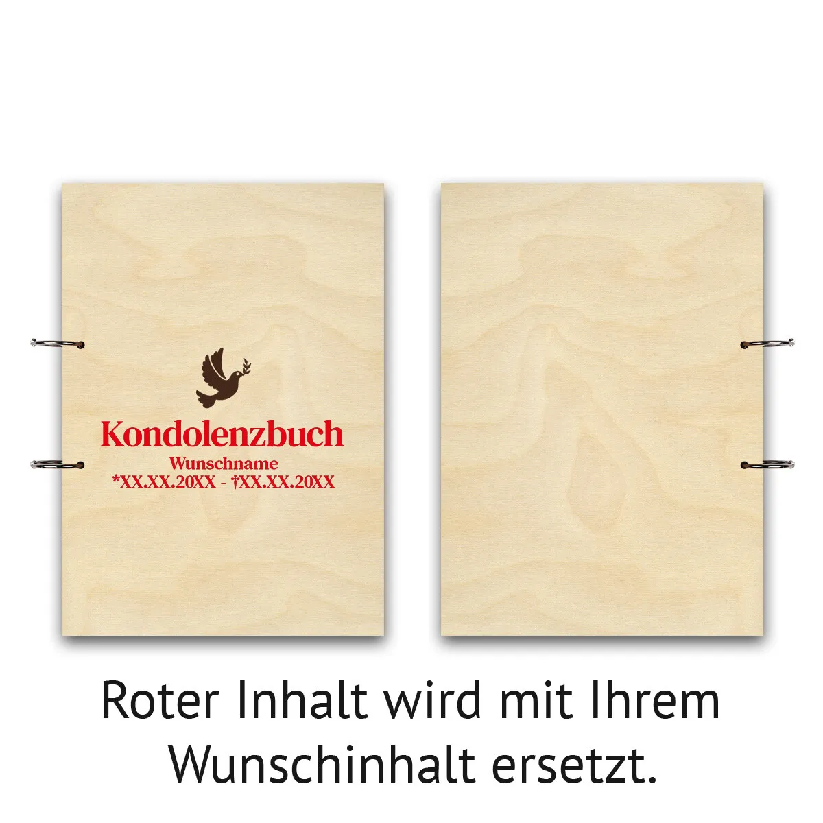 Personalisiertes Kondolenzbuch A4 - Friedenstaube