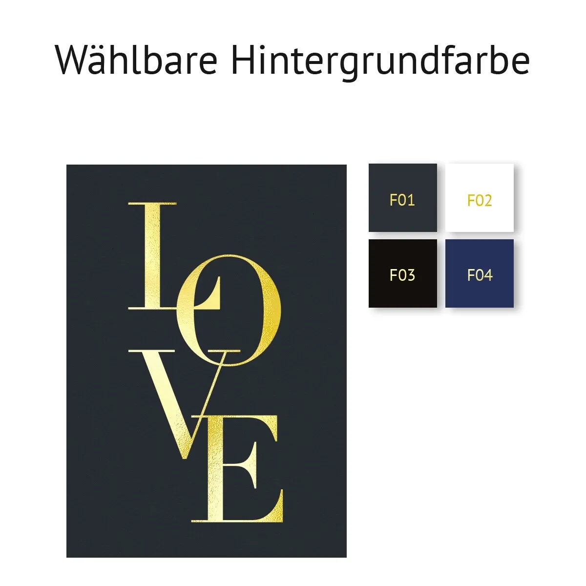 Kunstdruck Poster mit Heißfolienprägung - Love