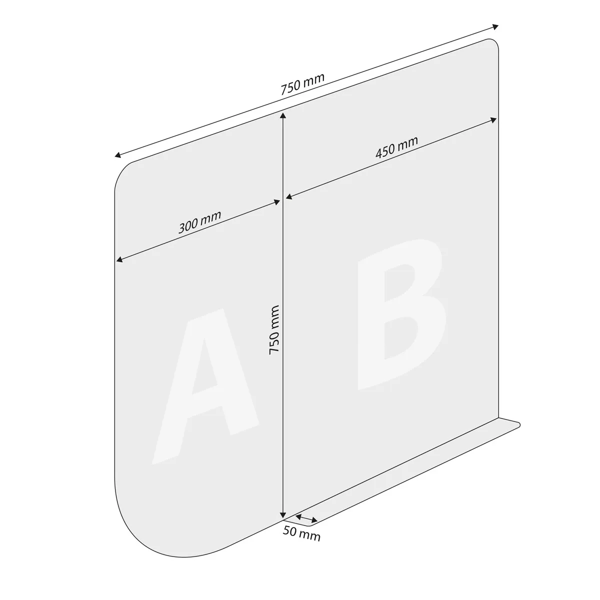 Spuckschutz als Tischtrenner aus Acrylglas (Größe wählbar)