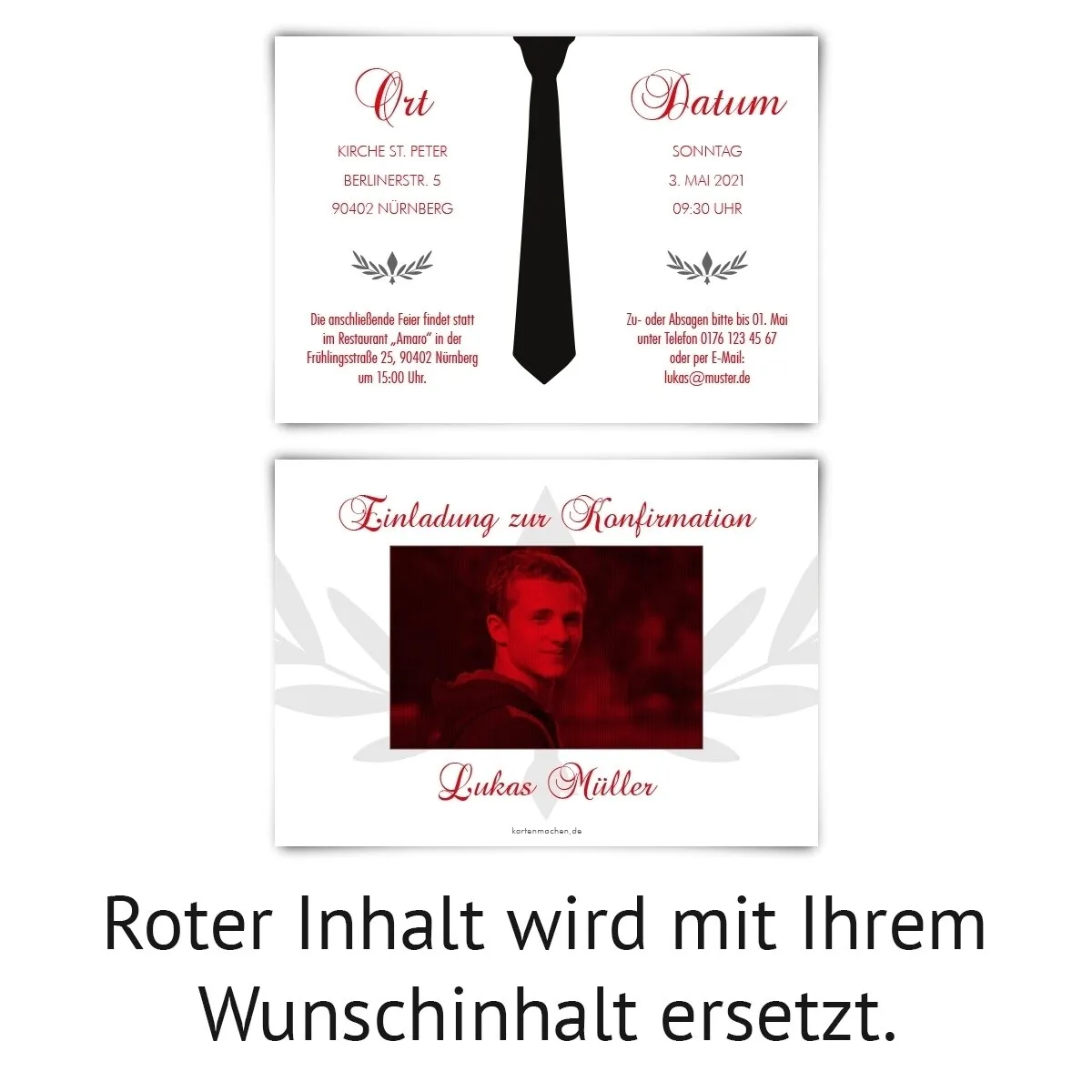 Konfirmation Einladungskarten - Krawatte