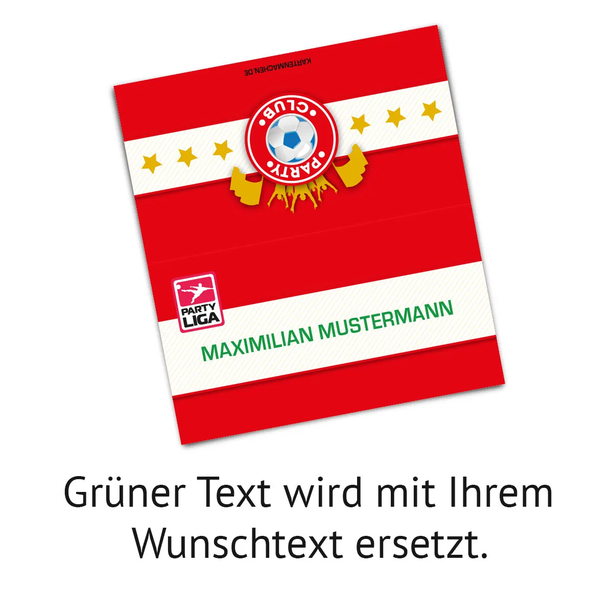 Tischkarten zum Geburtstag - Fussballticket Design in Rot