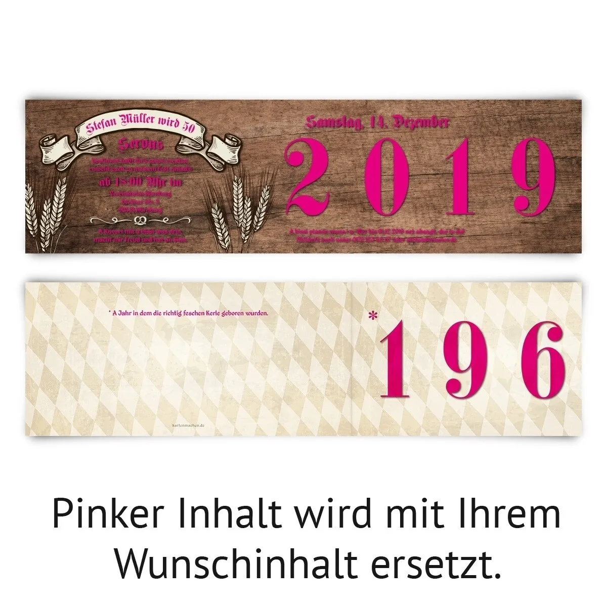 50. Geburtstag Einladungskarten - Bayerisches Holz