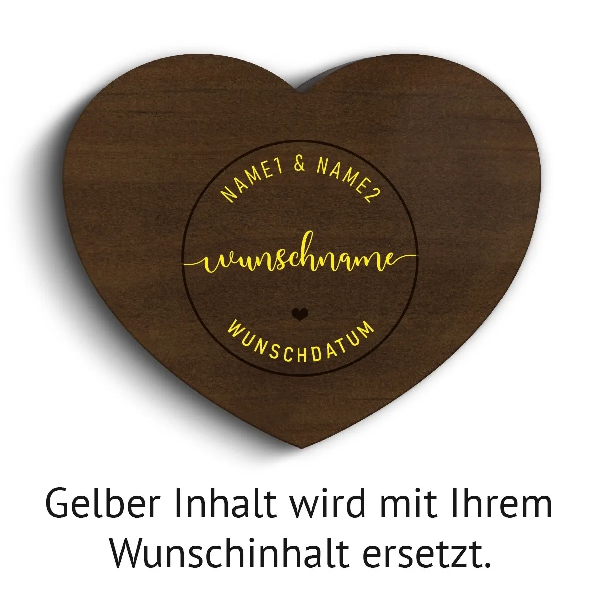 Hochzeit Herz Ringbox Kebony Holz - Kreisname