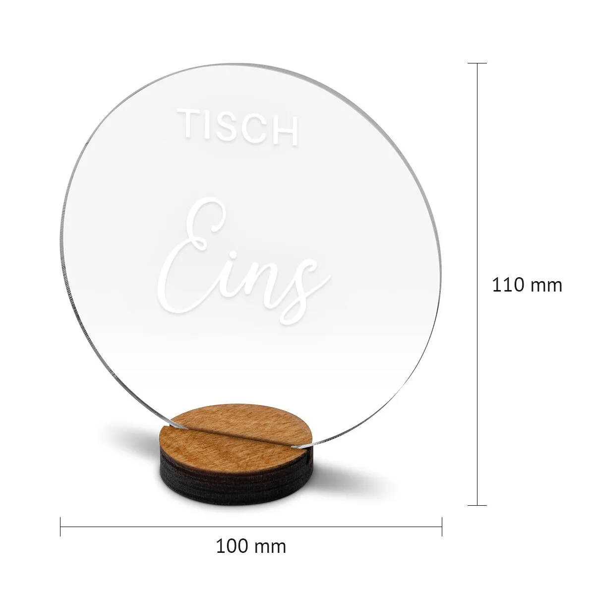 Runde Hochzeit Tischnummern aus Acrylglas mit Lasergravur Set - Schwungvoll Elegant