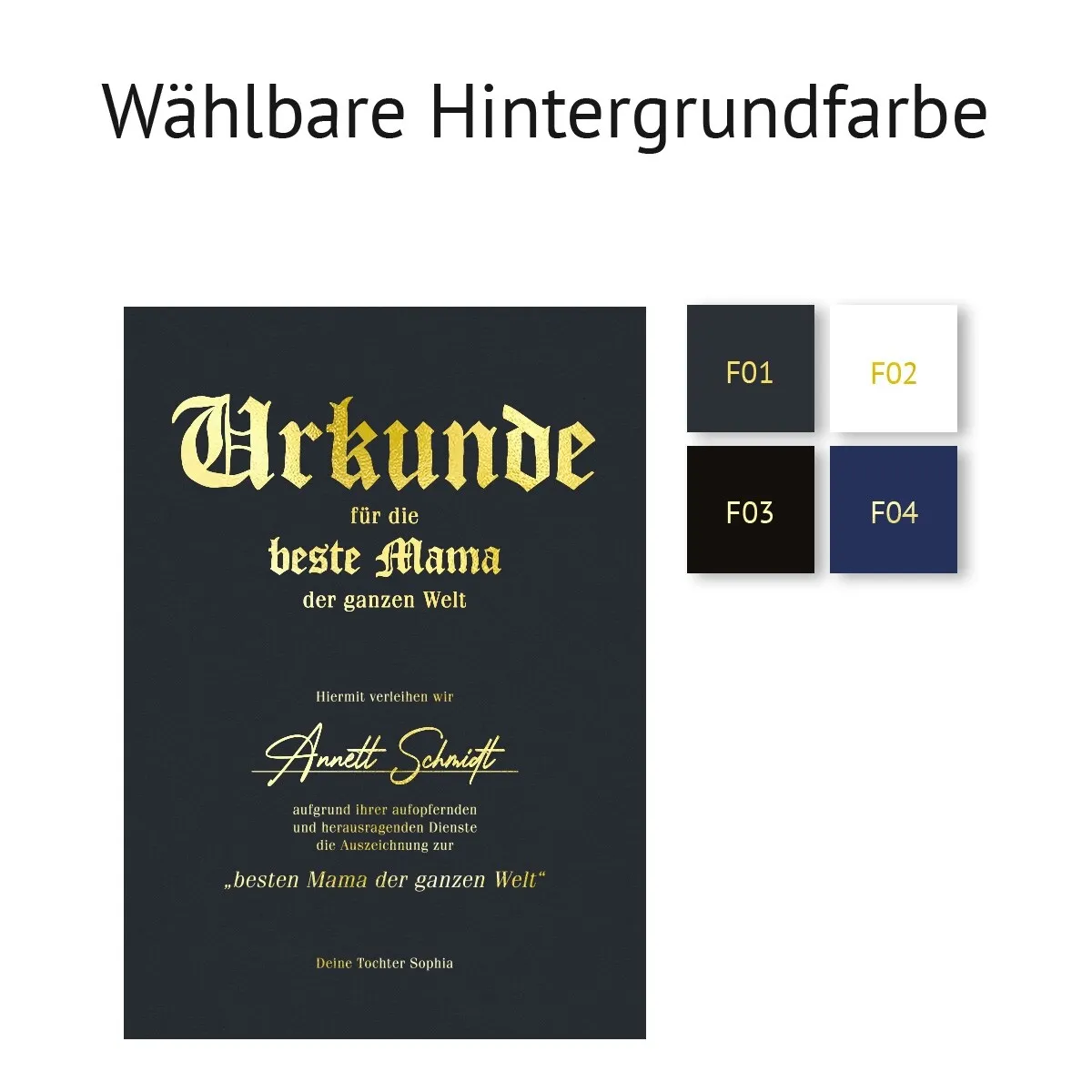 Personalisiertes Kunstdruck Poster mit Heißfolienprägung - Urkunde