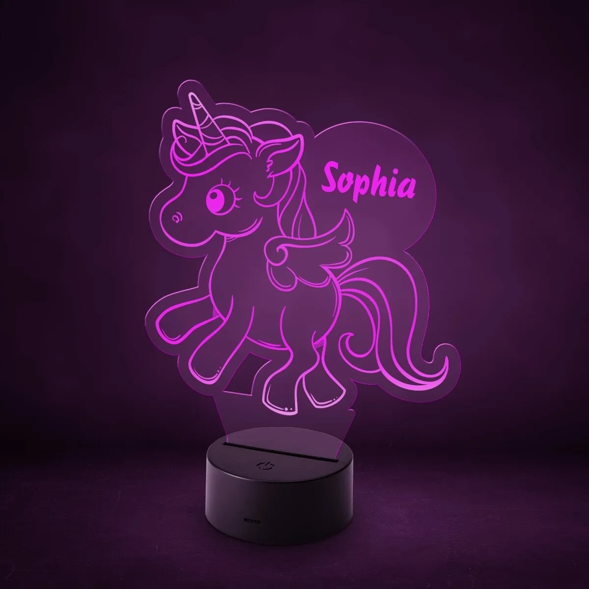 Acrylglasschild LED-Lampe personalisiert - Einhorn