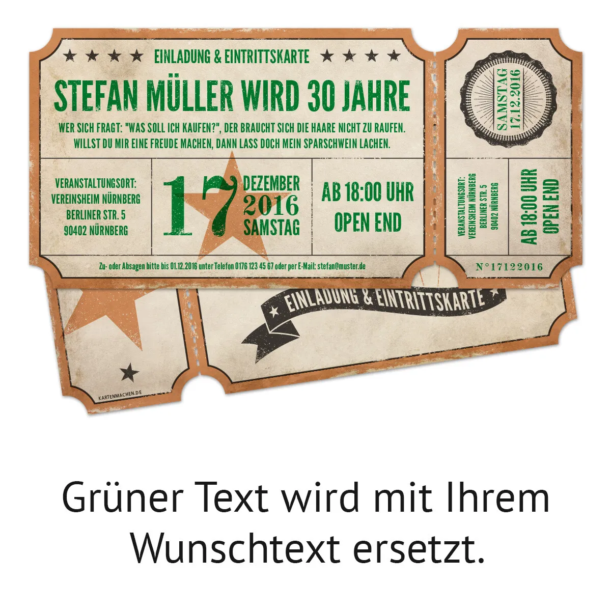 Lasergeschnittene Geburtstagseinladungen - Vintage Ticket Luftballons