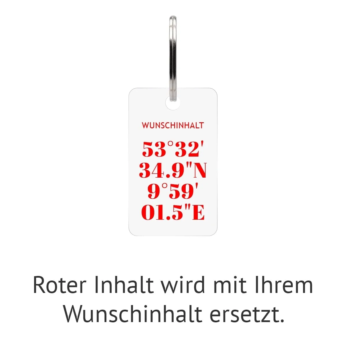 Personalisierter Acrylglas Schlüsselanhänger als Rechteck - Koordinaten