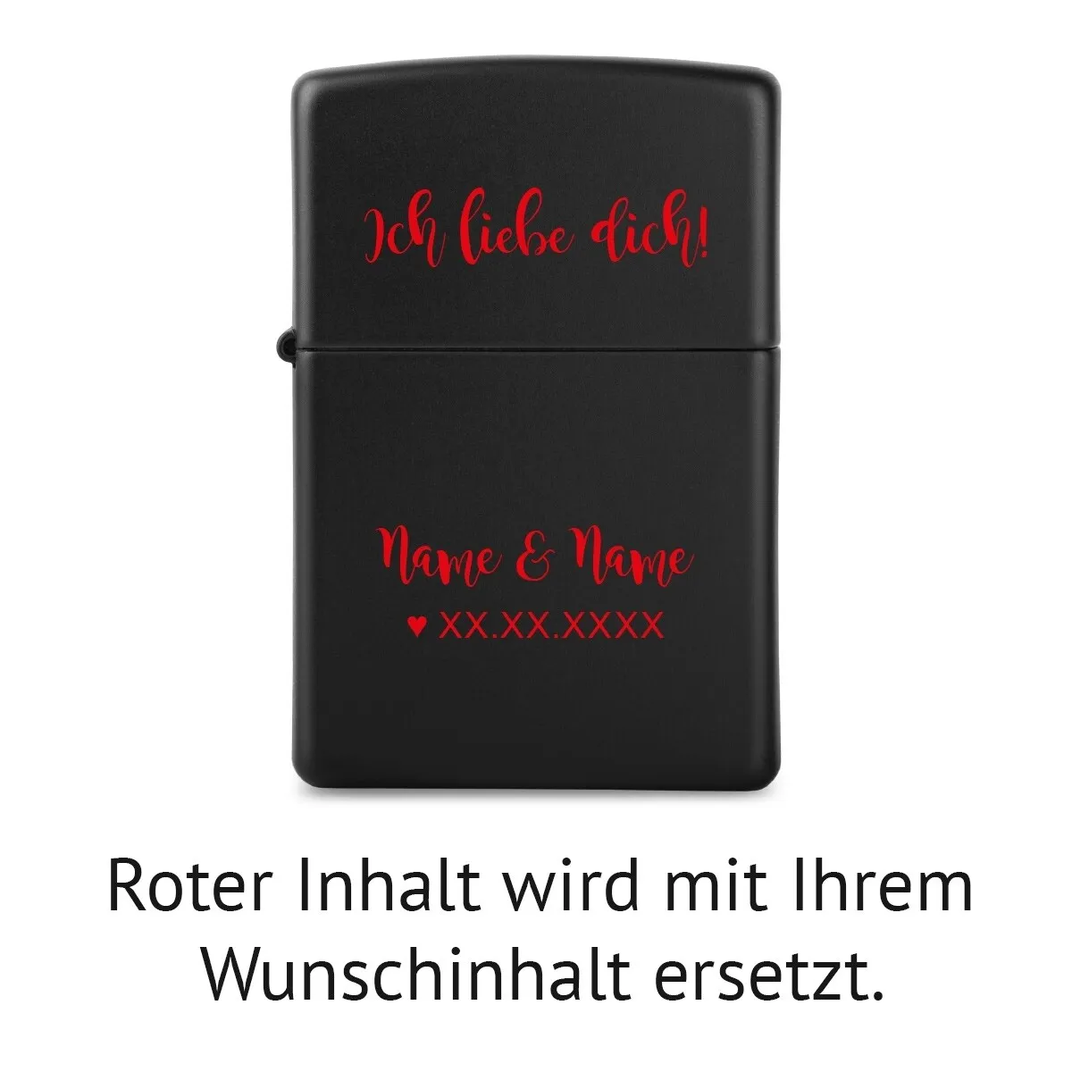 Zippo Sturmfeuerzeug Mattschwarz - Ich liebe dich