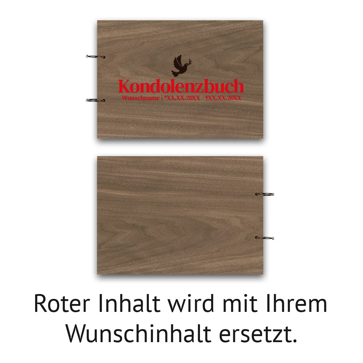 Personalisiertes Kondolenzbuch A4 - Friedenstaube