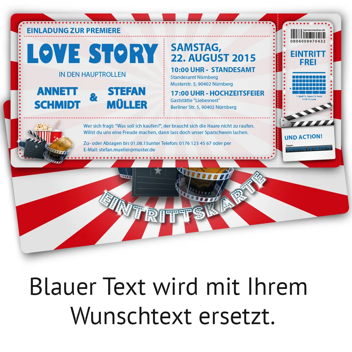 Hochzeitskarten als Eintrittskarte - Kino