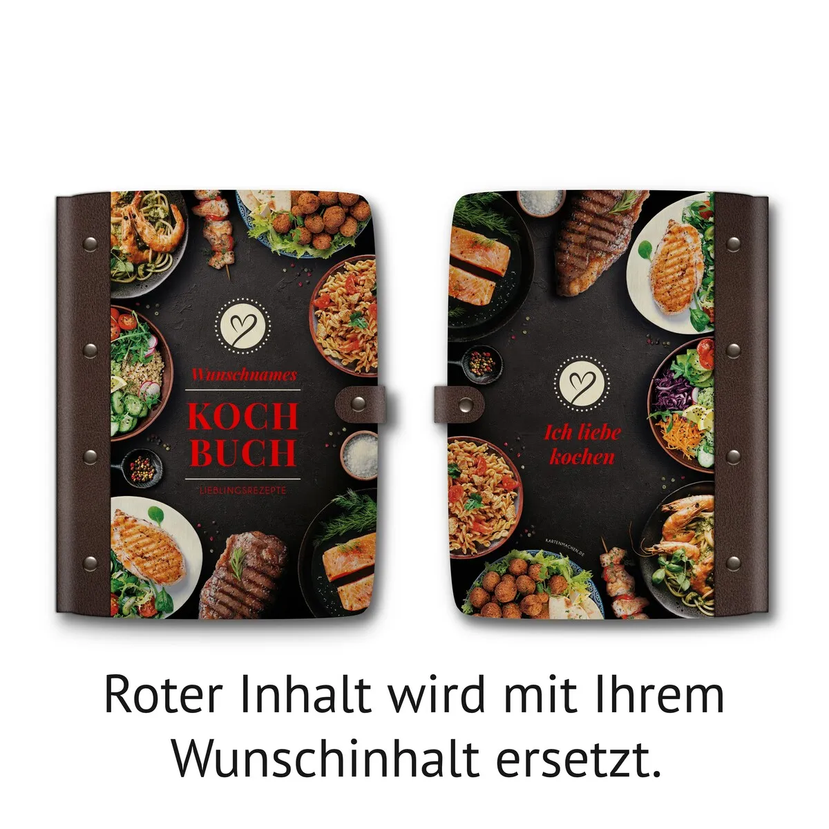 Personalisiertes Kochbuch Birkensperrholz mit Leder und UV-Druck - Lieblingsrezepte