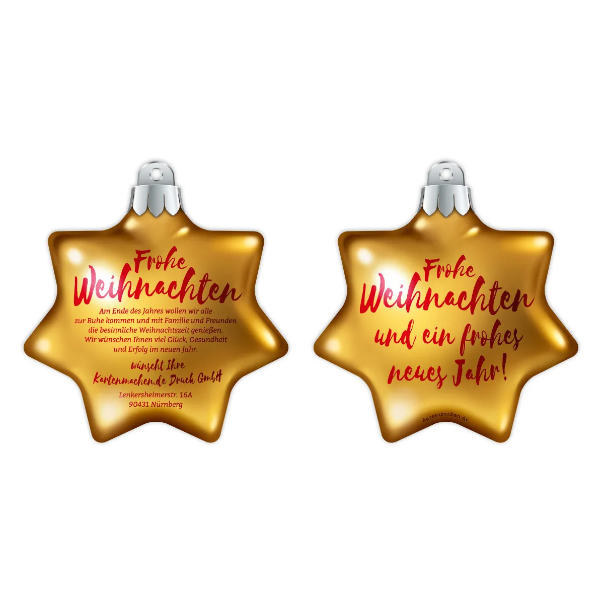 Lasergeschnittene Firmen Weihnachtskarten - Weihnachtsstern Fotoreal in Gold