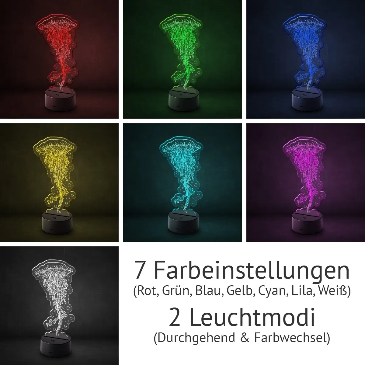 Acrylglasschild LED-Lampe - Qualle