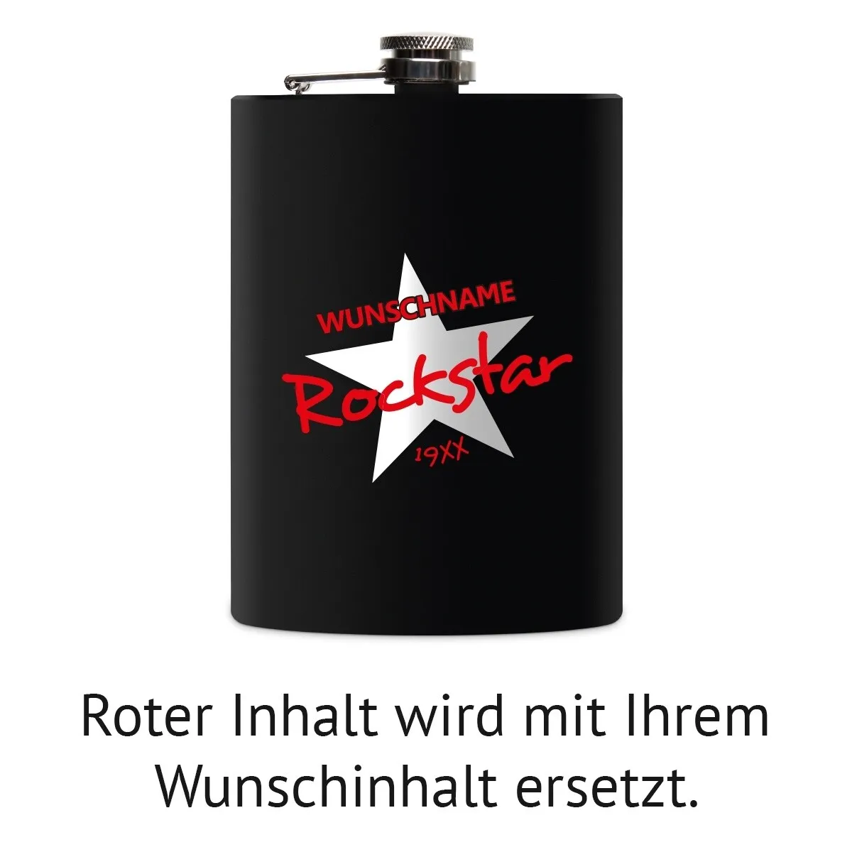 Flachmann 237 ml Schwarz Matt - Rockstar