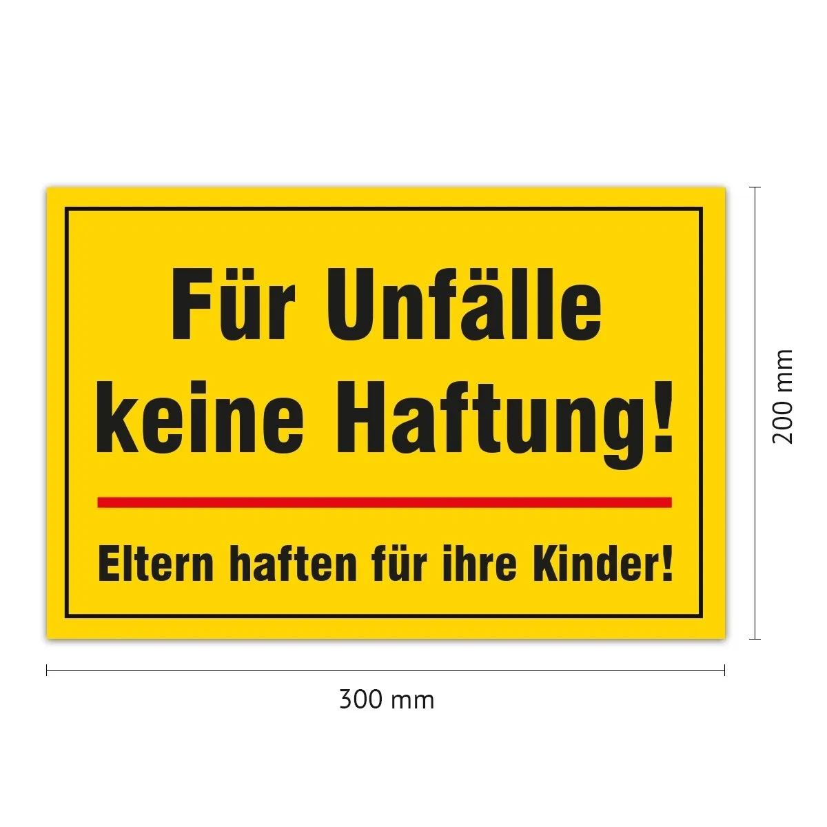 Aluverbund Schild - Für Unfälle keine Haftung