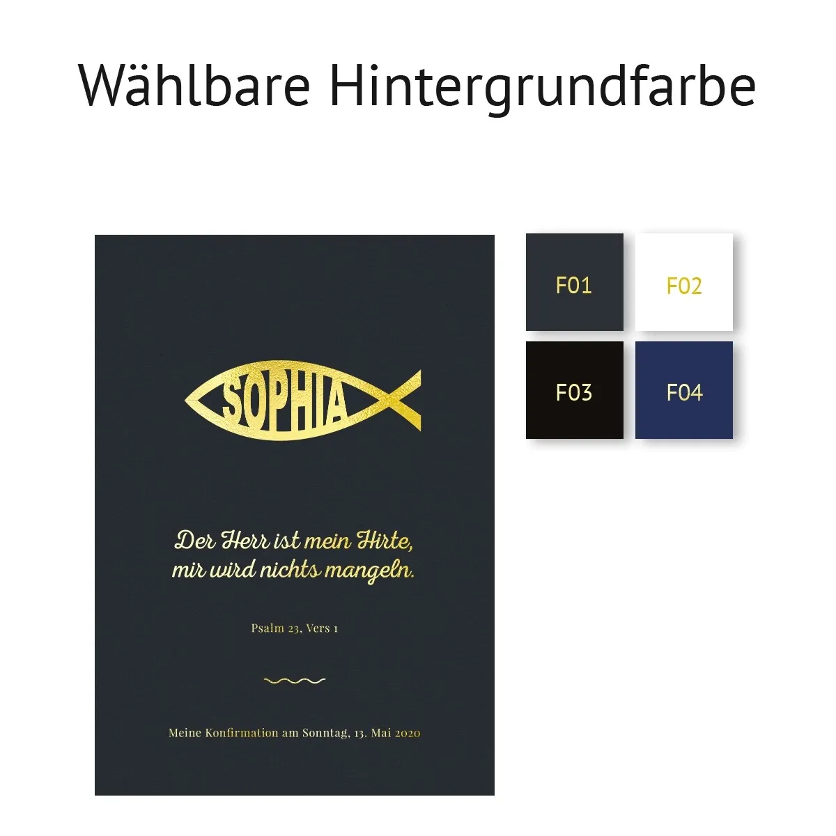 Personalisiertes Kunstdruck Poster mit Heißfolienprägung - Moderner Jesus Fisch