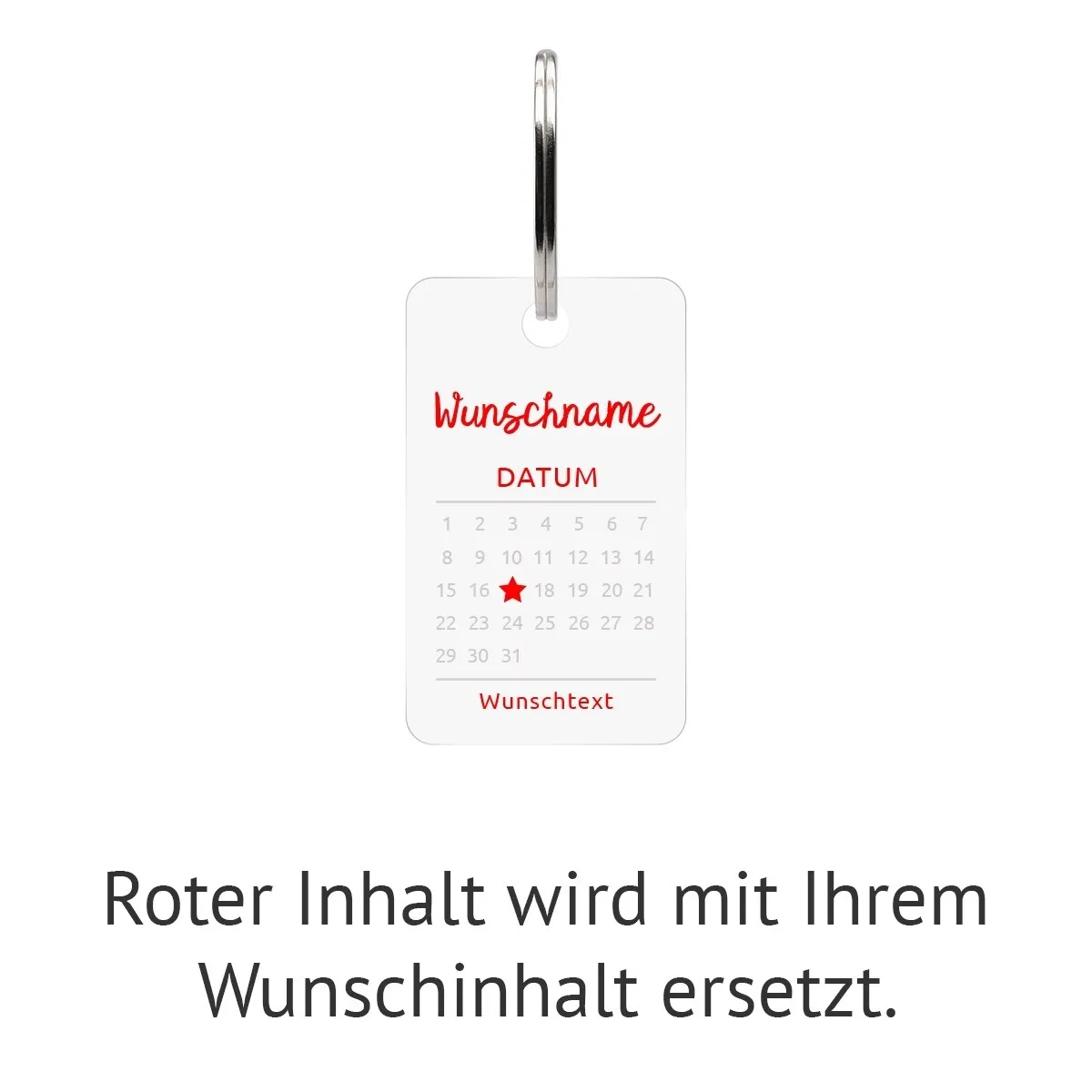 Personalisierter Acrylglas Schlüsselanhänger als Rechteck - Kind Kalender