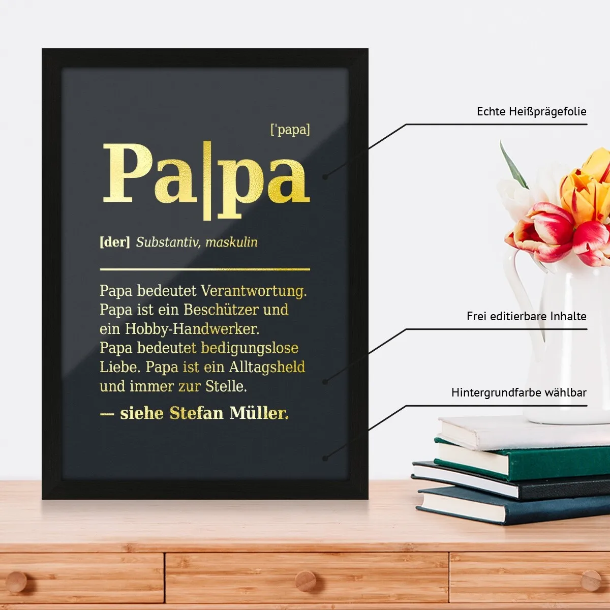 Personalisiertes Kunstdruck Poster mit Heißfolienprägung - Papa Definition