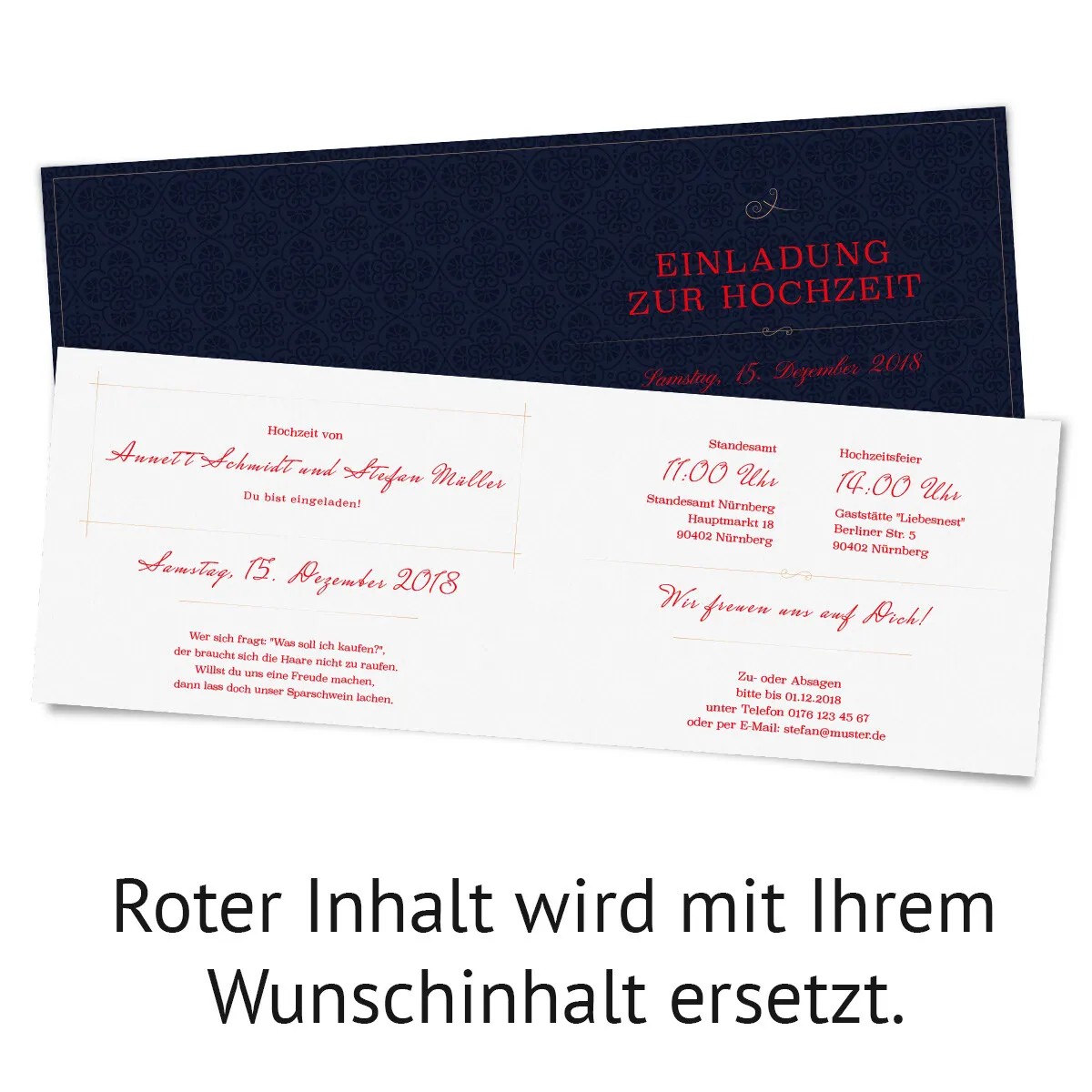 Einladungskarten zur Hochzeit - Liebesbotschaft