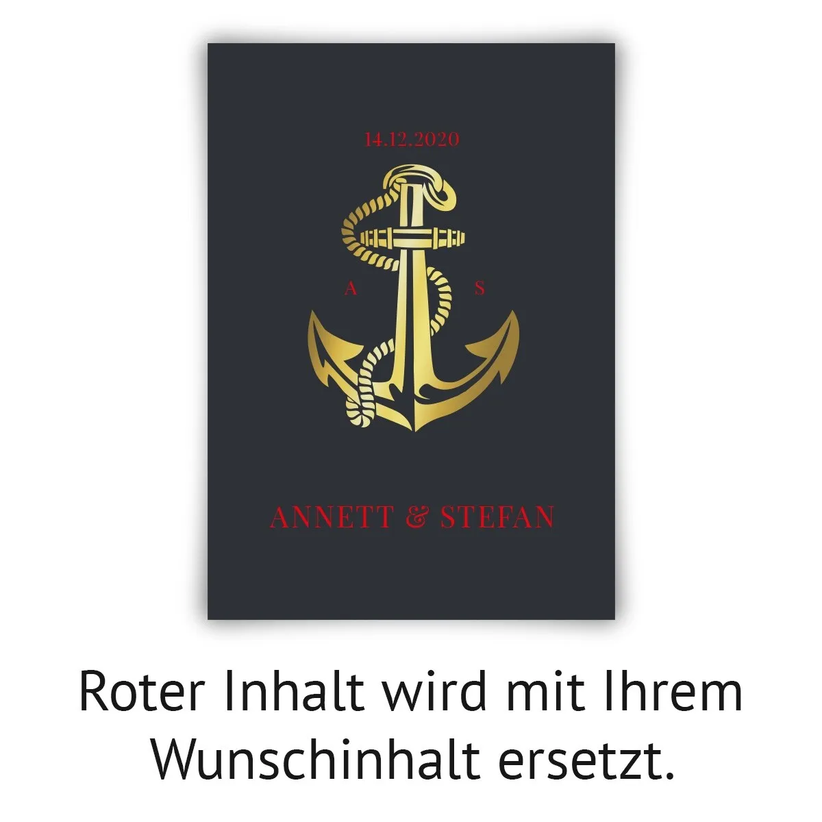 Personalisiertes Kunstdruck Poster mit Heißfolienprägung - Anker