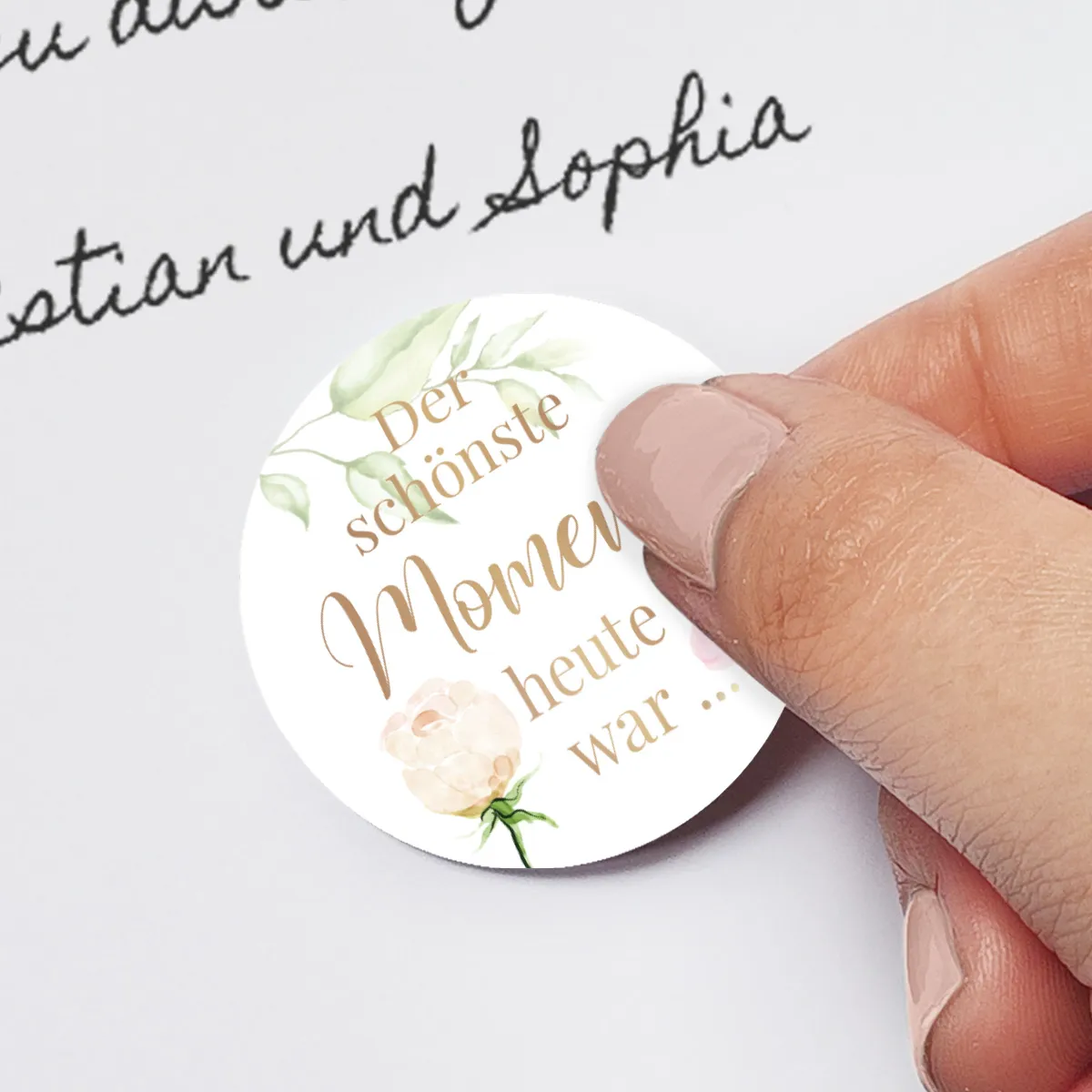 Hochzeit Gästebuch Sticker 40 Fragen - Blumen