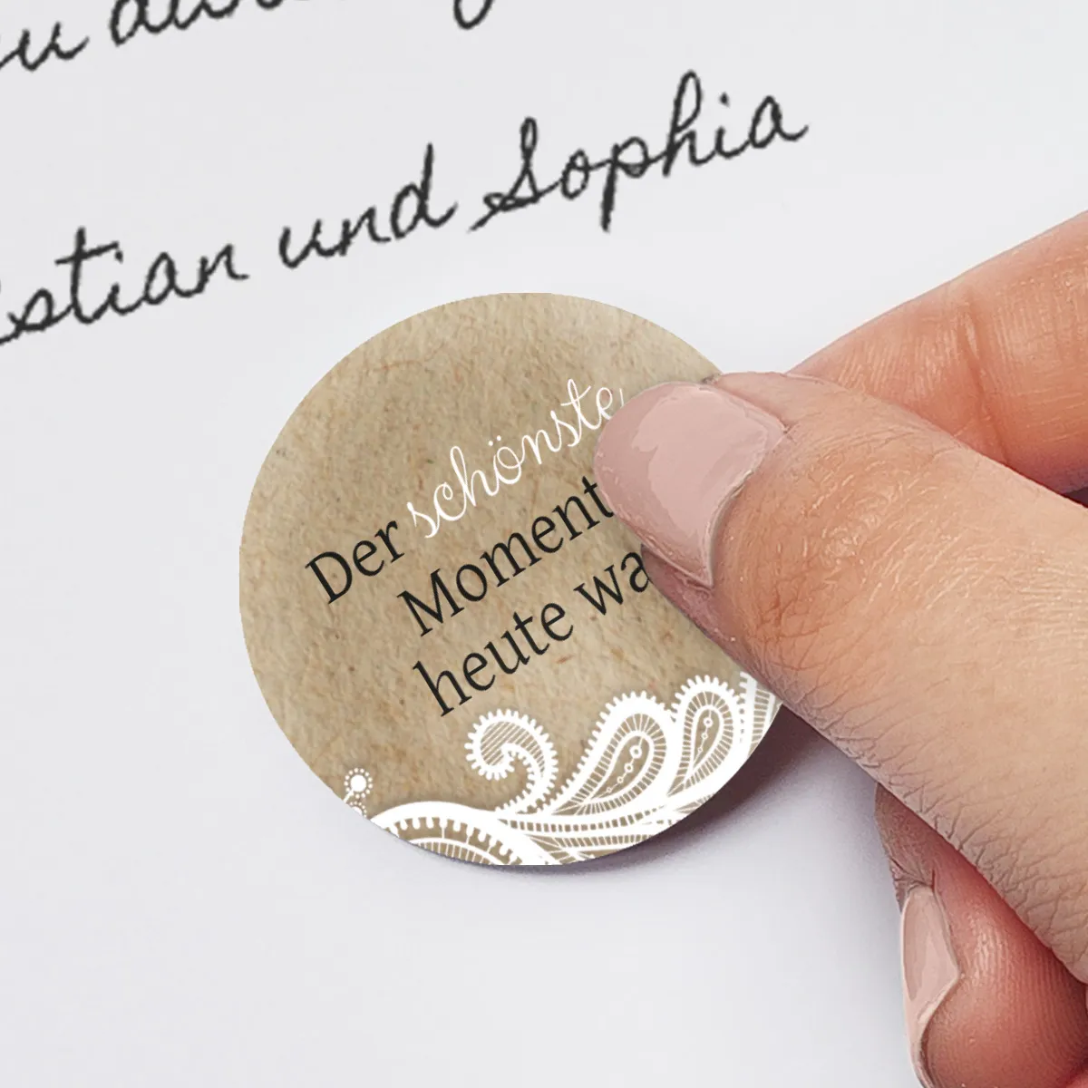 Hochzeit Gästebuch Sticker 40 Fragen - Kraftpapier Look