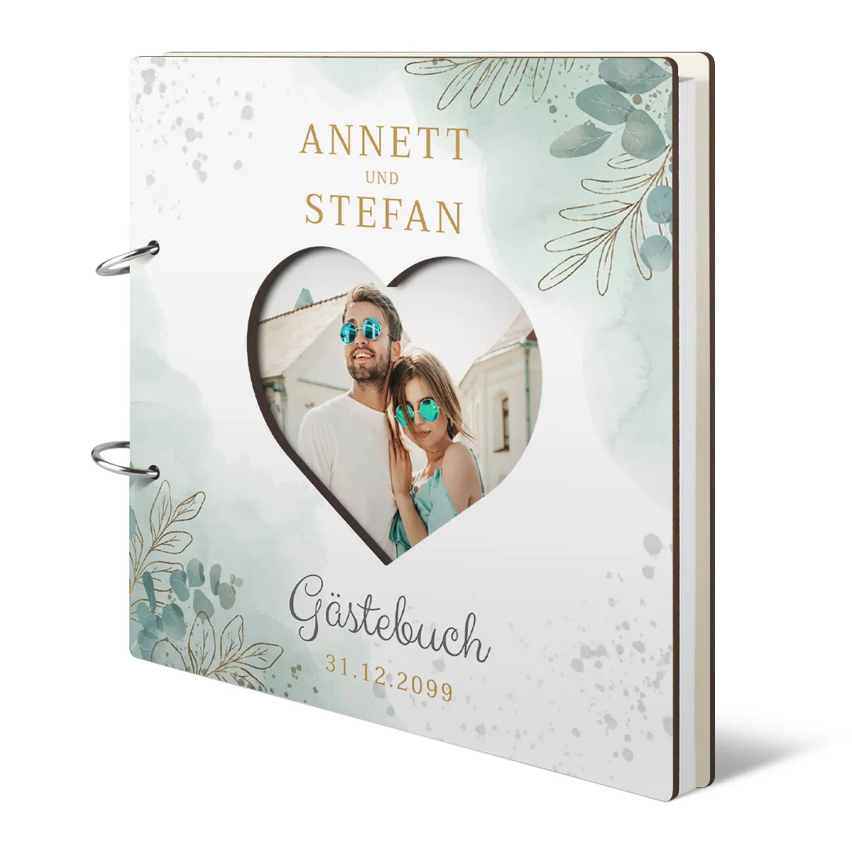 Personalisiertes Foto Hochzeit Gästebuch - Eukalyptus