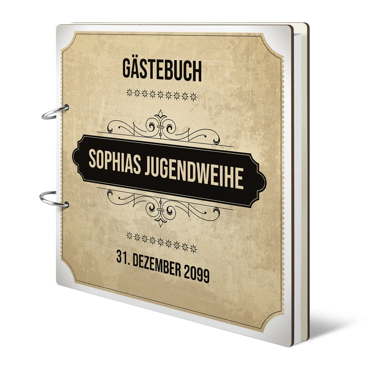 Personalisiertes Jugendweihe Gästebuch - Vintage Weiß