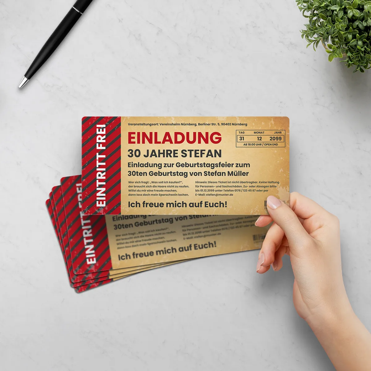 Jugendweihe Einladungen als Eintrittskarten - Vintage / Party Ticket