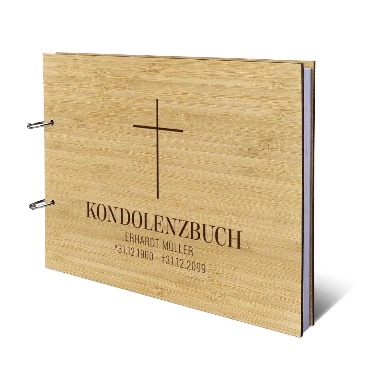 Personalisiertes Kondolenzbuch A4 - Kreuz