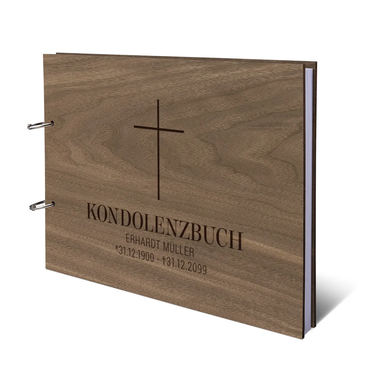 Personalisiertes Kondolenzbuch A4 - Kreuz