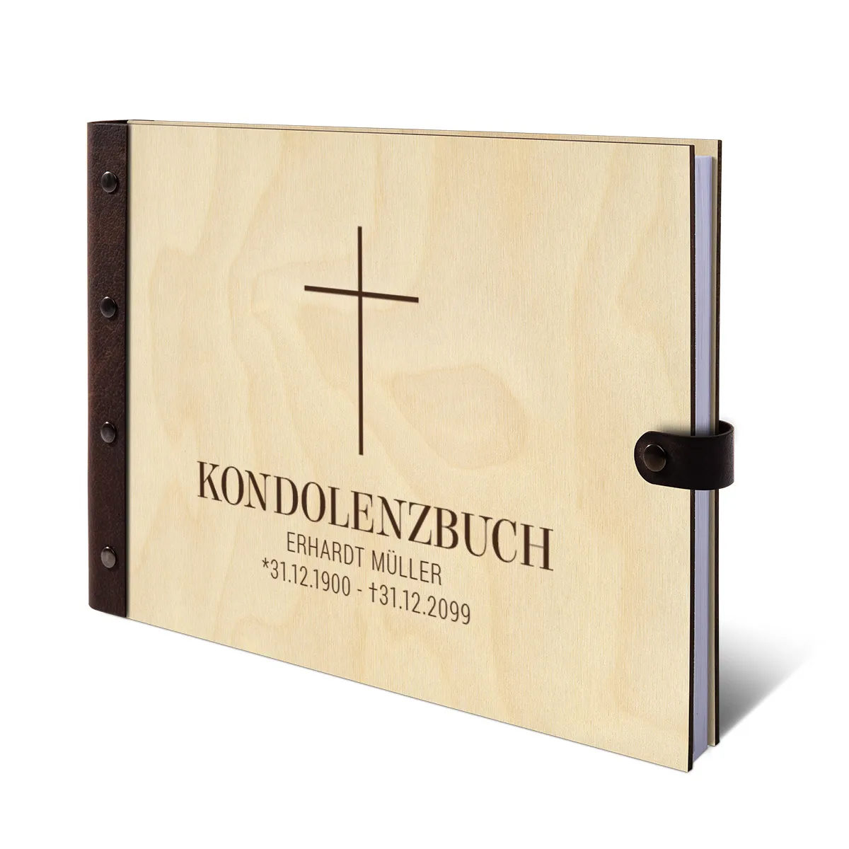Personalisiertes Kondolenzbuch A4 - Kreuz