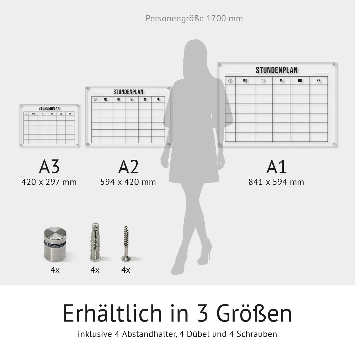 Acrylglas Stundenplan für die Wand