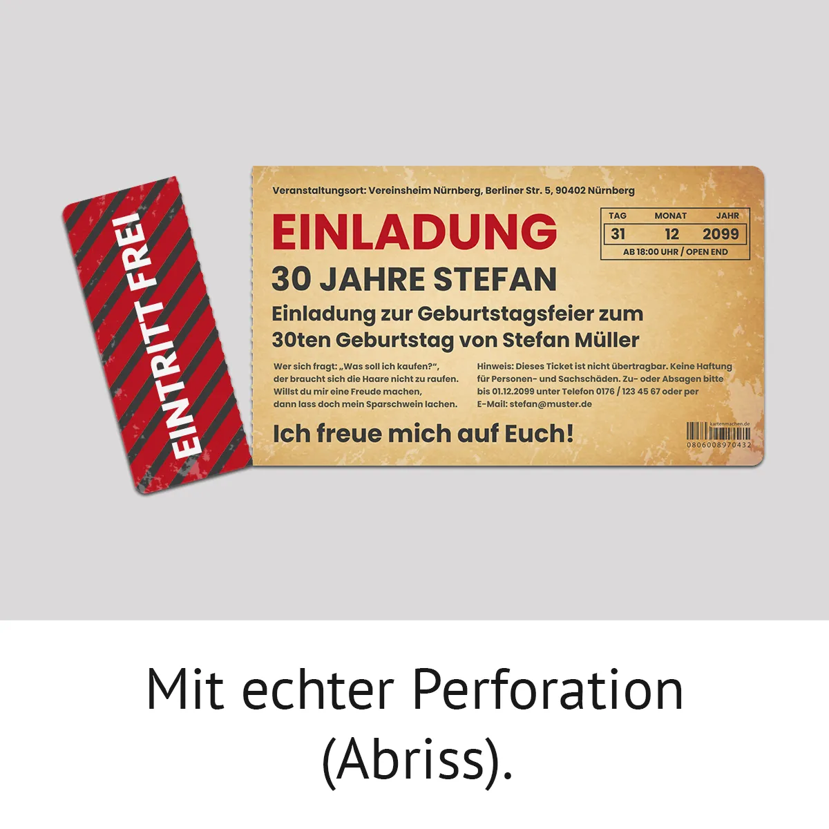 Jugendweihe Einladungen als Eintrittskarten - Vintage / Party Ticket