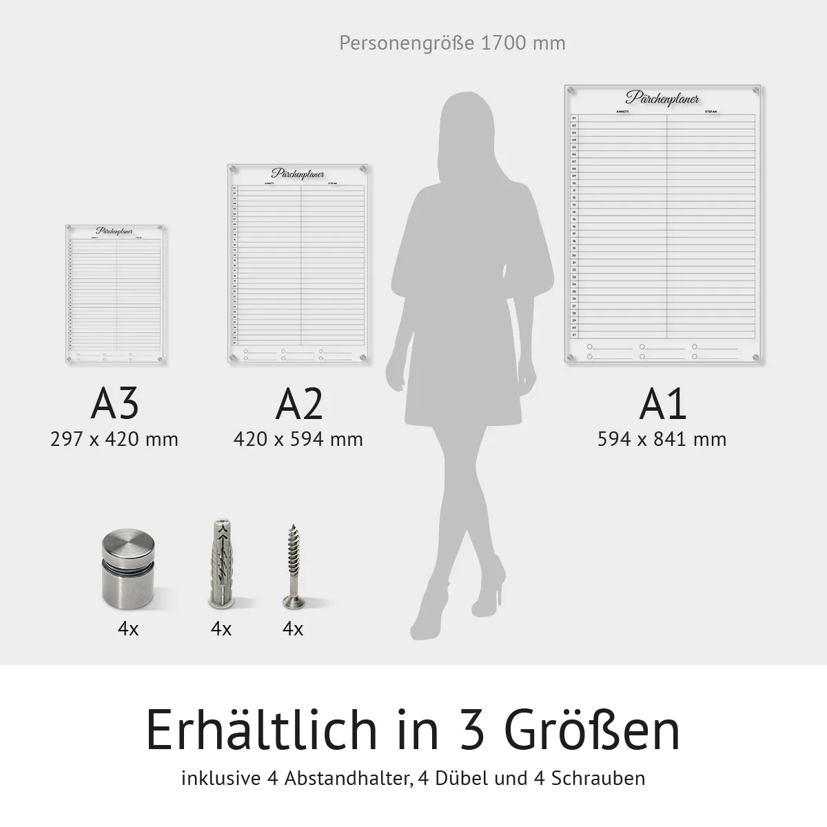 Personalisierter Acrylglas 2-Spalten Pärchenplaner Kalender