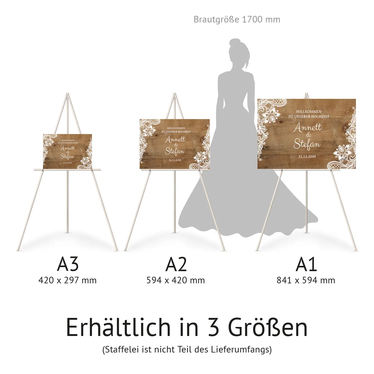 Personalisiertes Willkommensschild zur Hochzeit Birkensperrholz - Rustikal