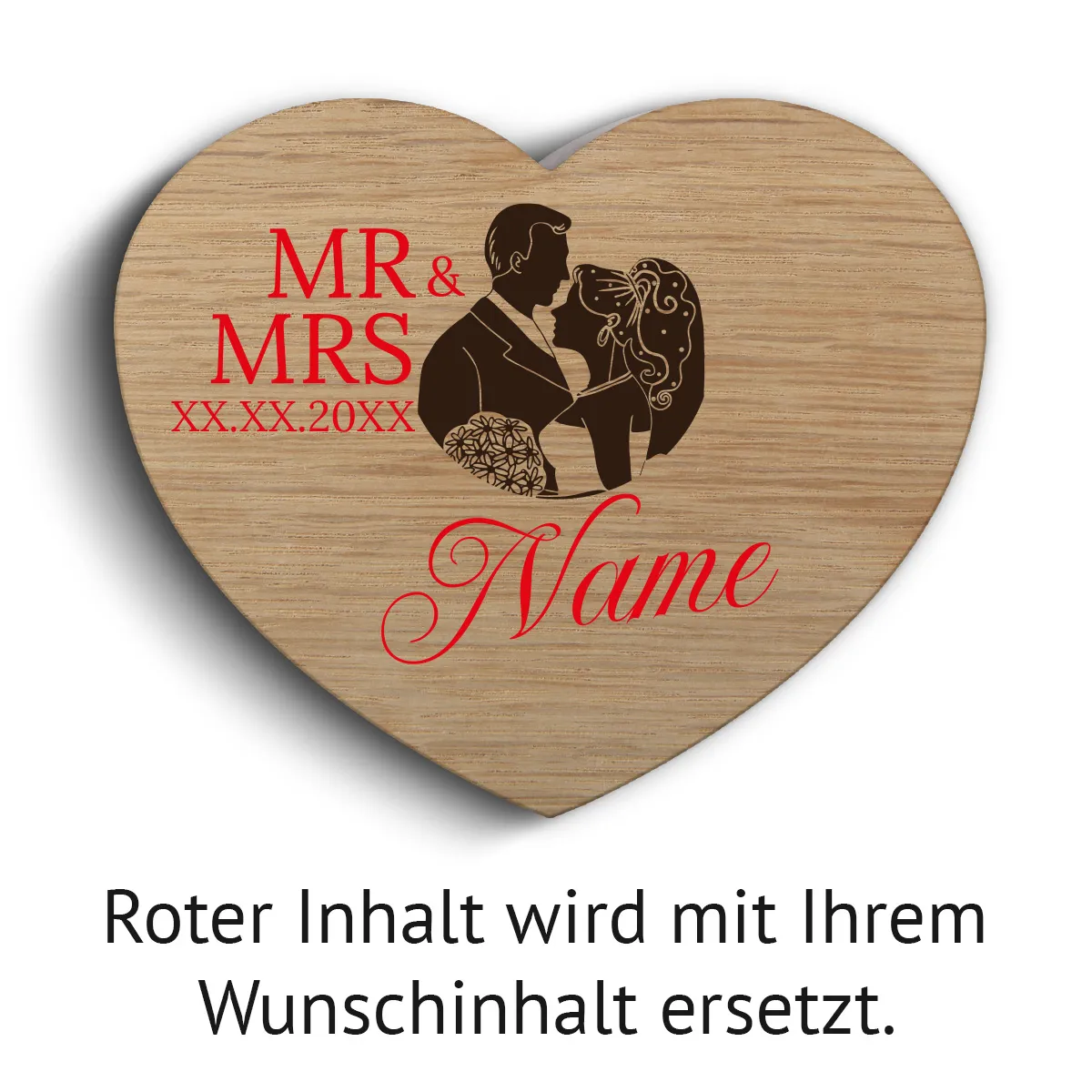 Hochzeit Herz Ringbox Eichenholz - Mr & Mrs