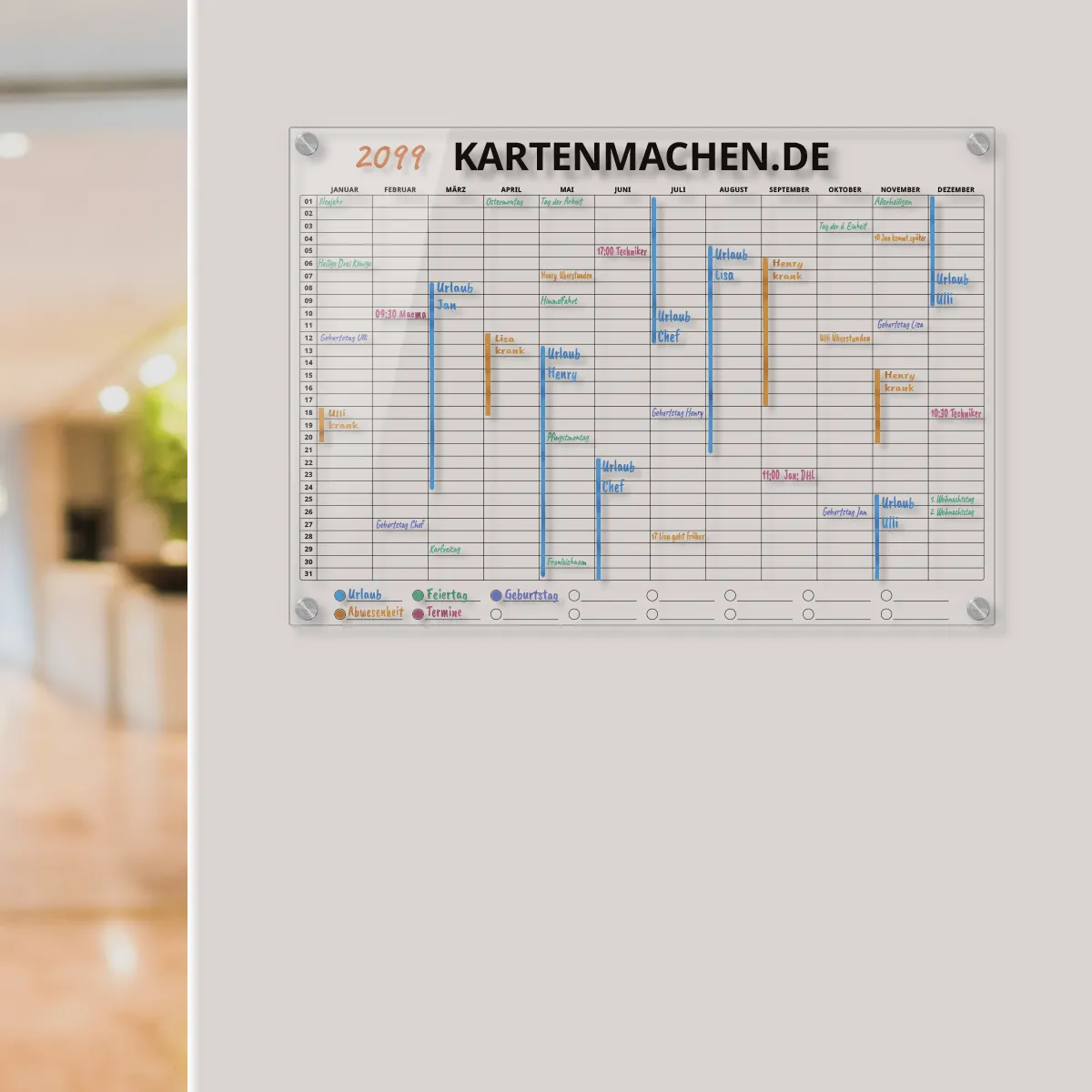 Personalisierter Acrylglas Kalender - Büro Jahresplaner 