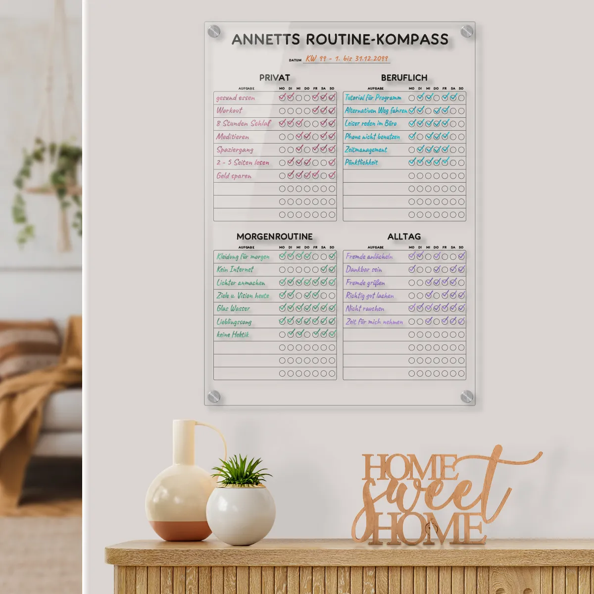 Personalisierter Acrylglas Kalender - Habit Tracker