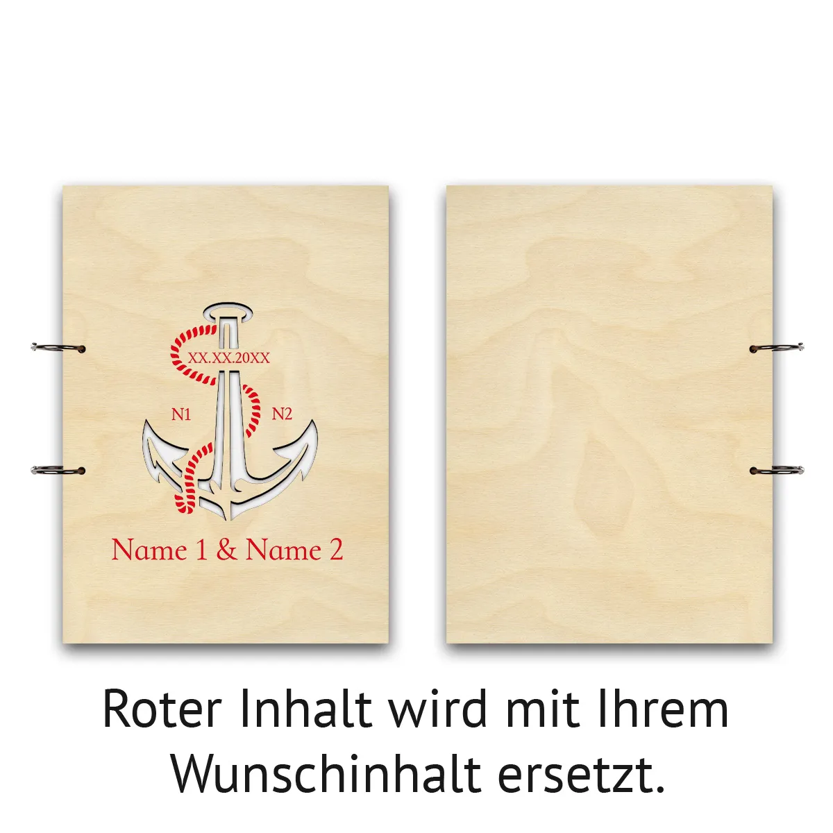 Personalisiertes Hochzeit Gästebuch A4 - Anker