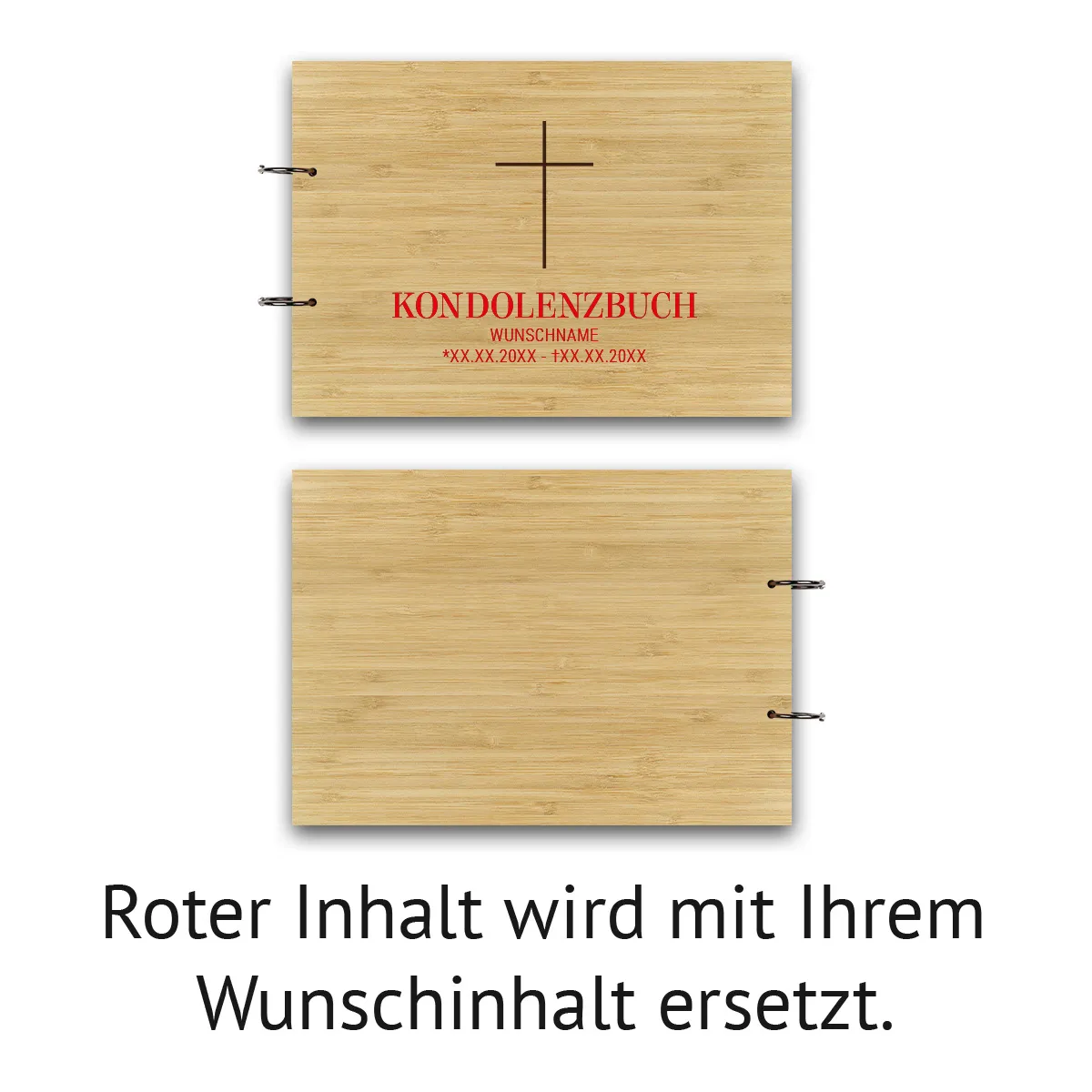 Personalisiertes Kondolenzbuch A4 - Kreuz