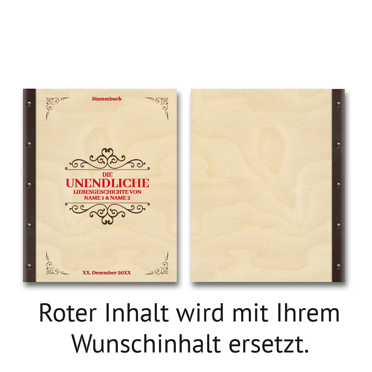 Personalisiertes Stammbuch Birkensperrholz DIN A4 - Liebesgeschichte