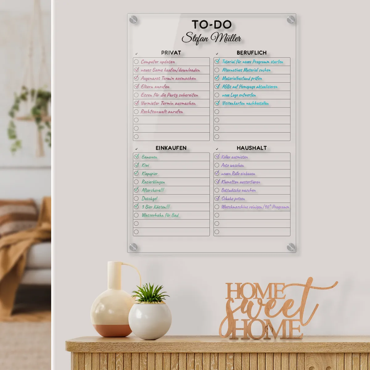 Personalisierte Acrylglas To-Do Liste