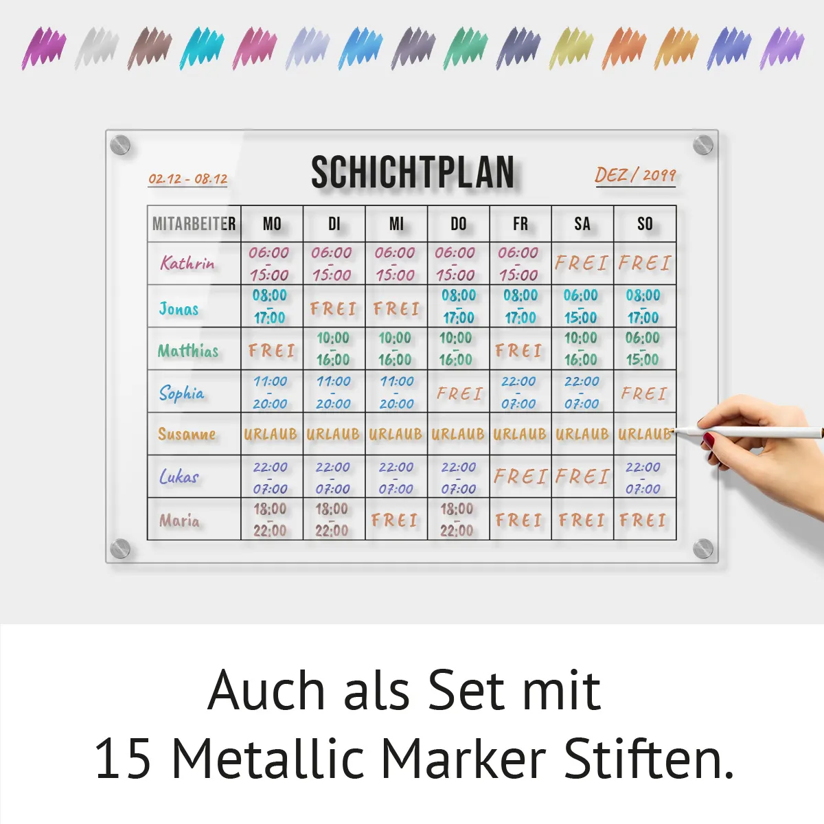 Acrylglas Schichtplan für die Wand